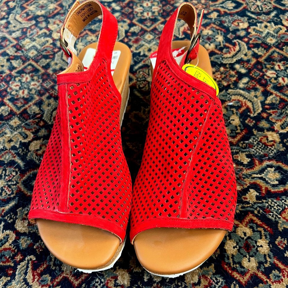 Paul Green Red Wedge Sandals Size 7